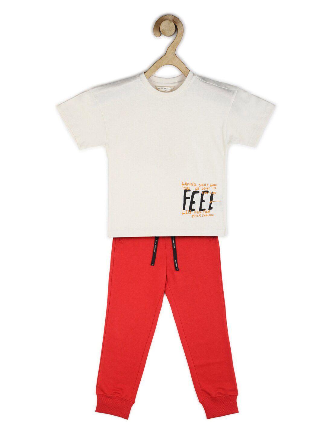 peter england boys cotton printed t shirt and joggers