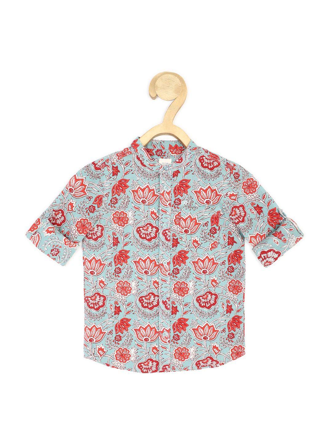 peter england boys floral printed casual pure cotton shirt