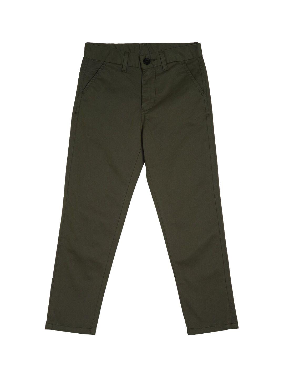 peter england boys olive green cotton chinos trousers