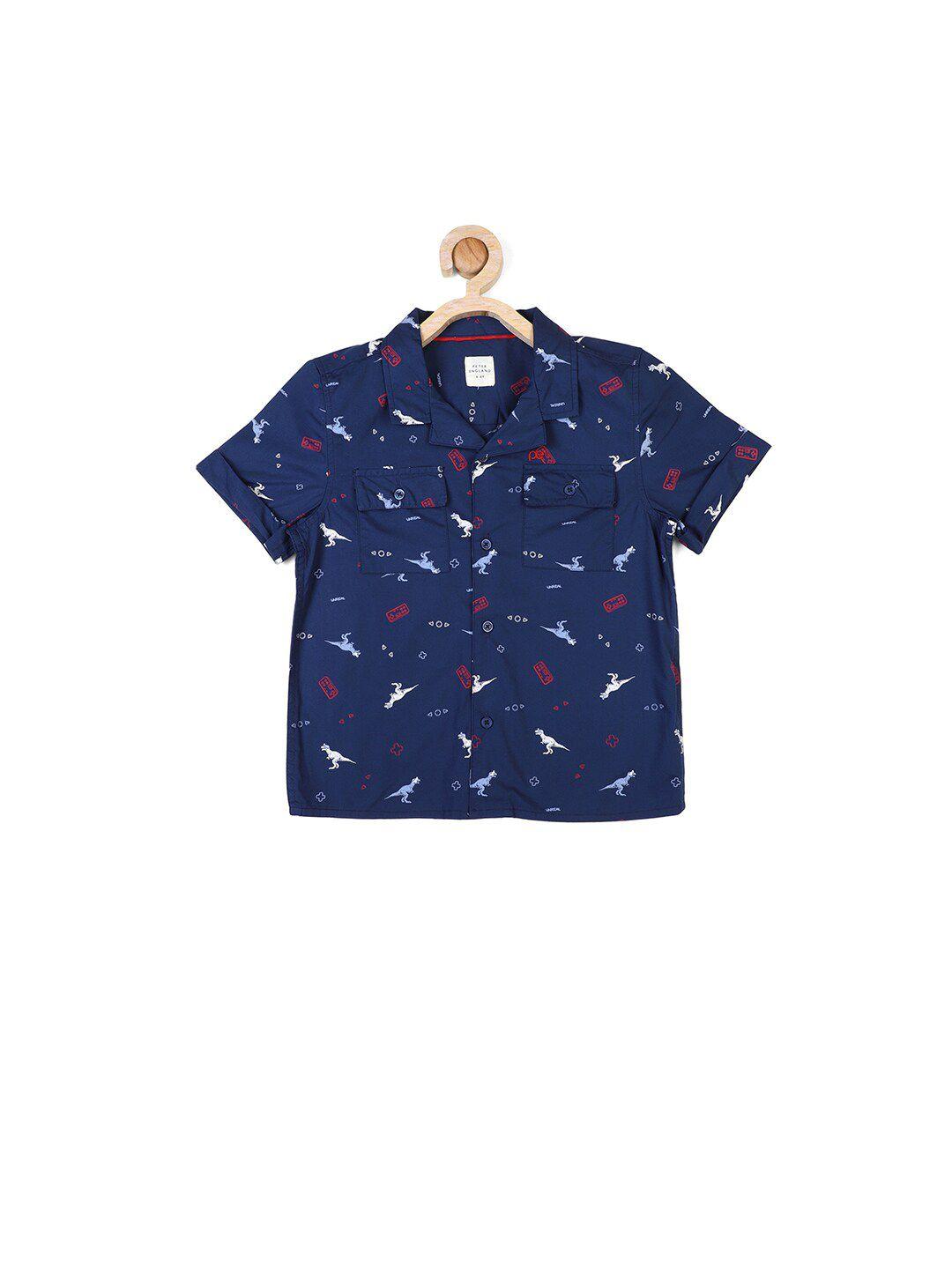 peter england boys printed cotton casual shirt