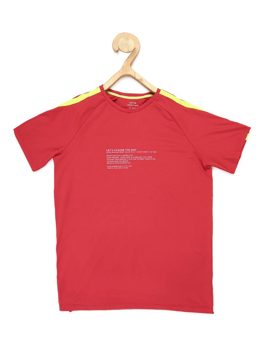 peter england boys typography printed raglan sleeves t-shirt