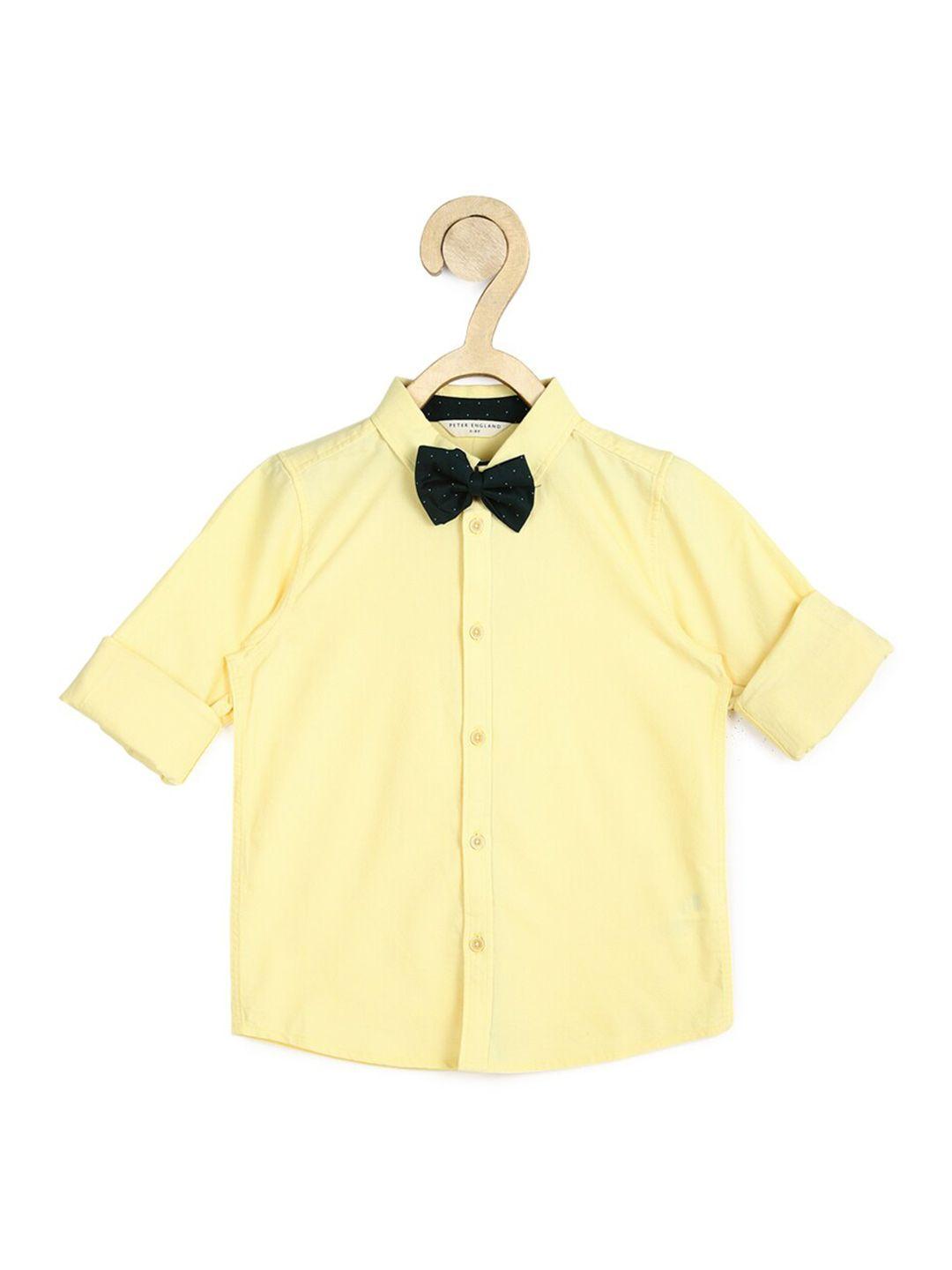 peter england boys yellow cotton party shirt