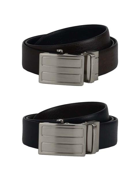 peter england brown & black solid reversible belt for men