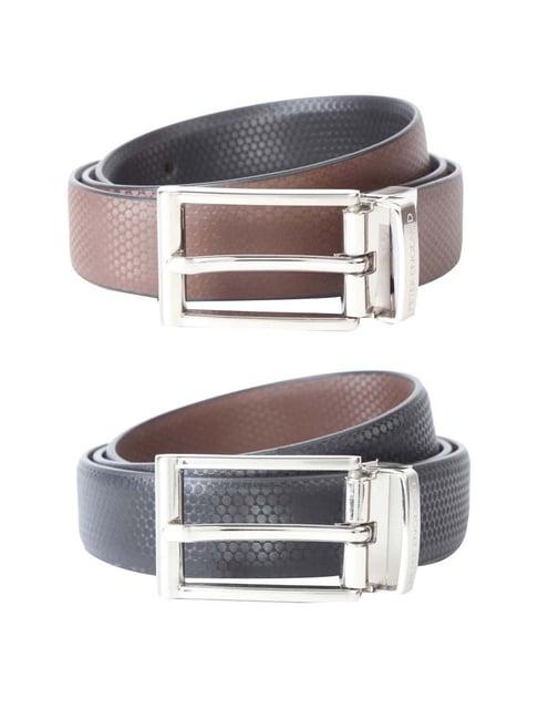 peter england brown & black textured reversible belt for men