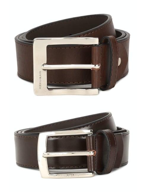peter england brown formal reversible leather belt for men