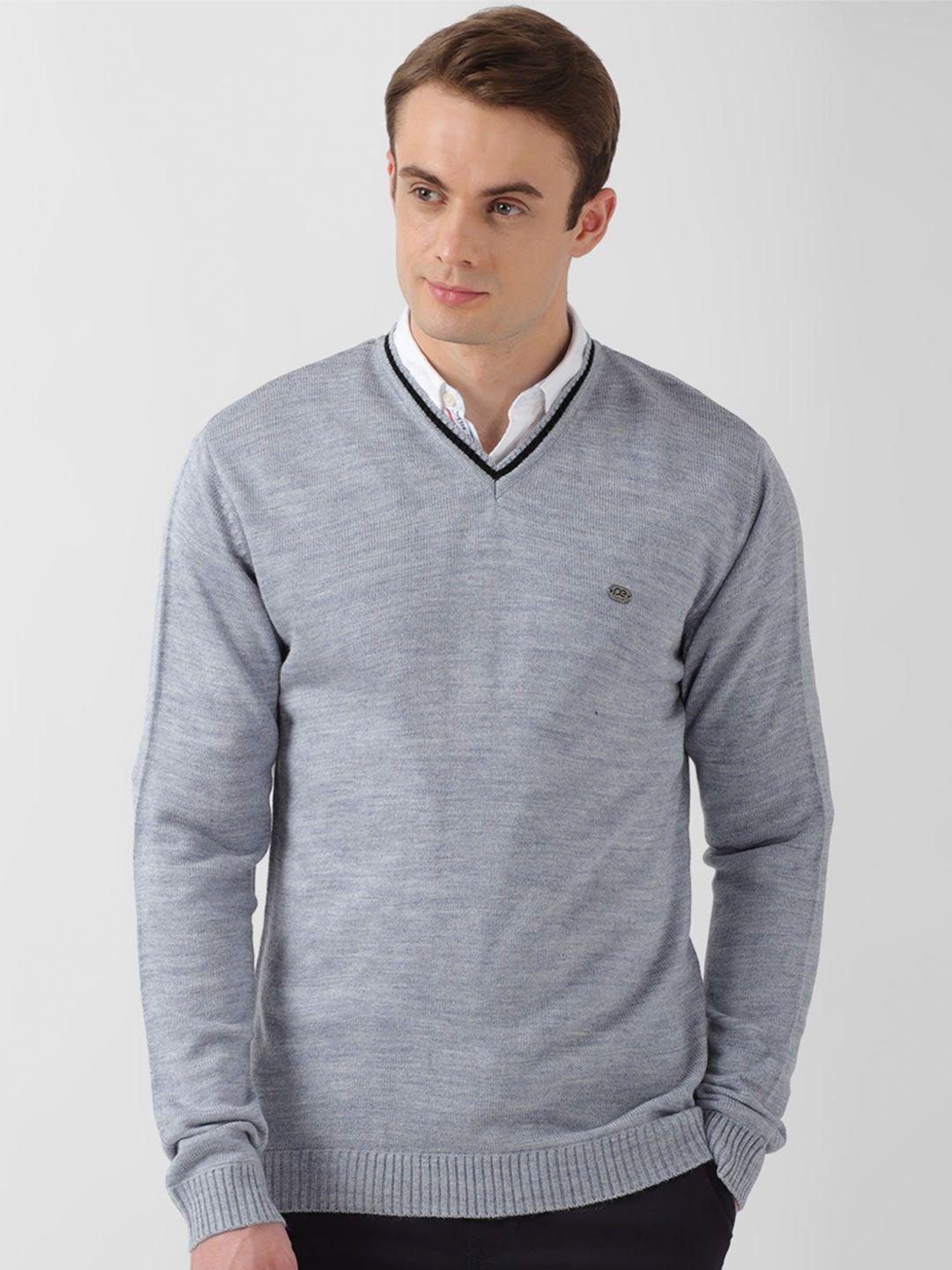 peter england casuals acrylic textured v neck pullover sweater