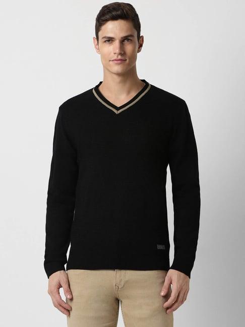 peter england casuals black regular fit sweater