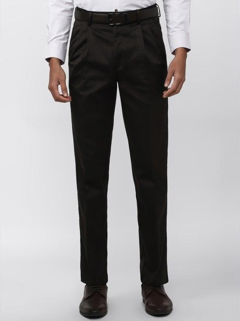 peter england casuals black regular fit trousers