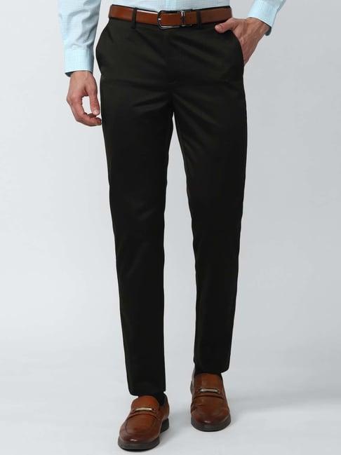 peter england casuals black slim fit trousers