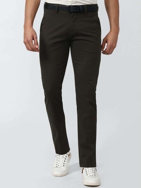 peter england casuals black super slim fit trousers