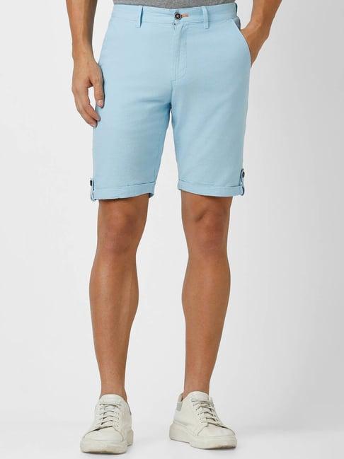 peter england casuals blue regular fit shorts