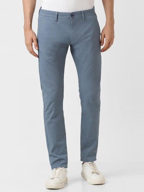 peter england casuals blue skinny fit trousers