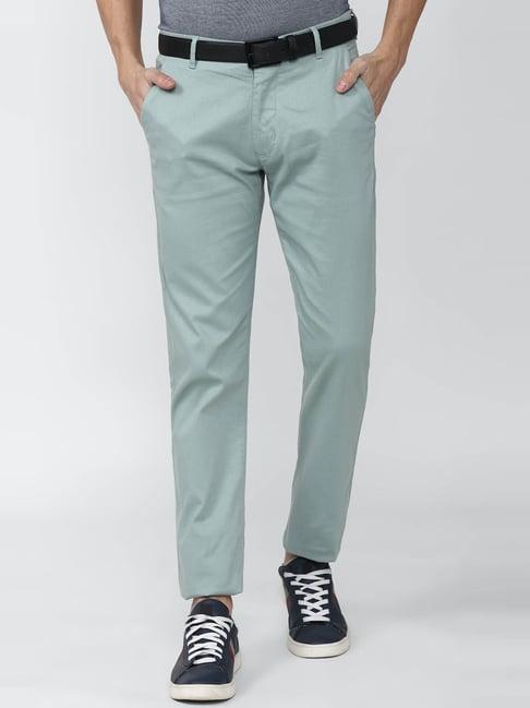 peter england casuals blue super slim fit trousers