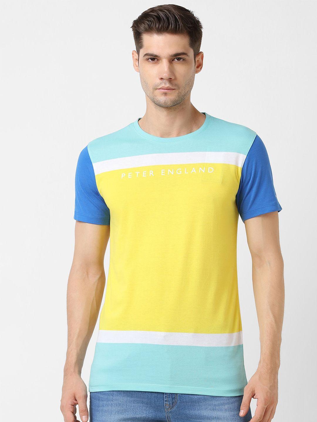 peter england casuals colourblocked cotton t-shirt