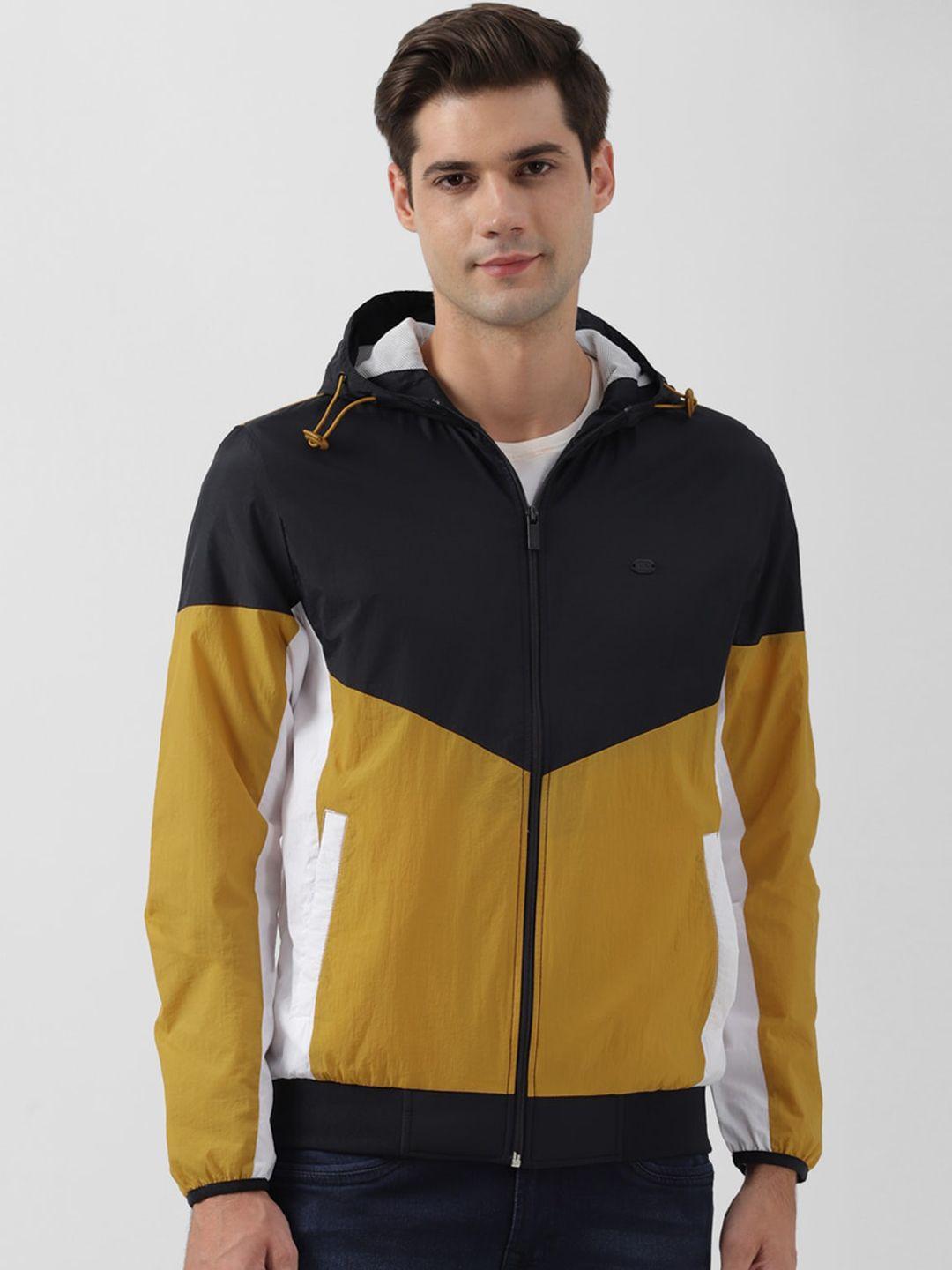peter england casuals colourblocked hooded sporty jacket
