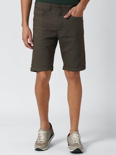 peter england casuals dark grey regular fit shorts