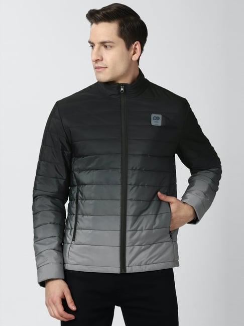 peter england casuals grey & black regular fit ombre jacket