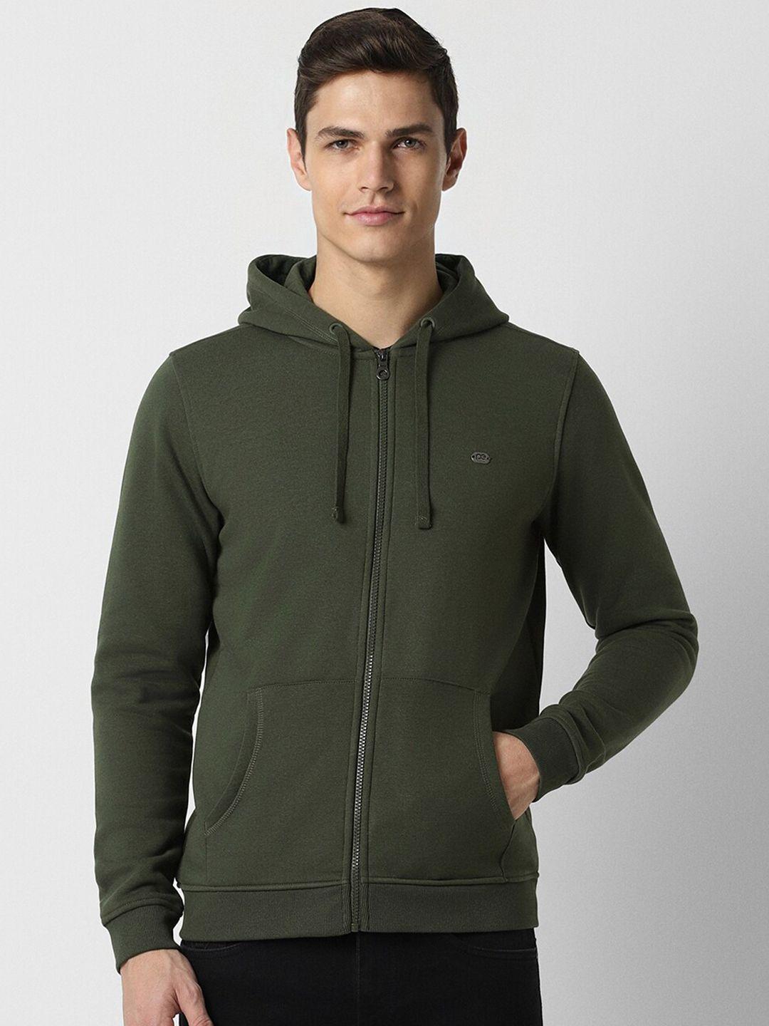 peter england casuals hooded front-open sweatshirt