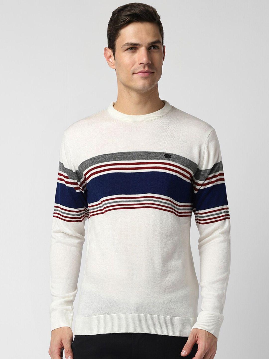 peter england casuals horizontal striped pullover