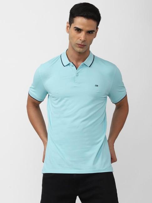 peter england casuals light blue slim fit polo t-shirt