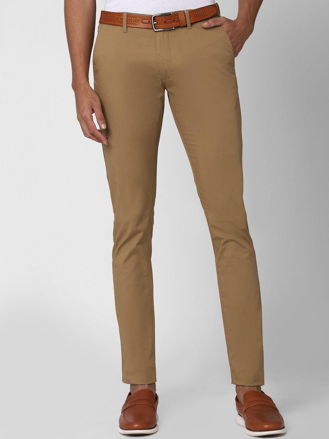 peter england casuals men khaki skinny fit chinos trousers