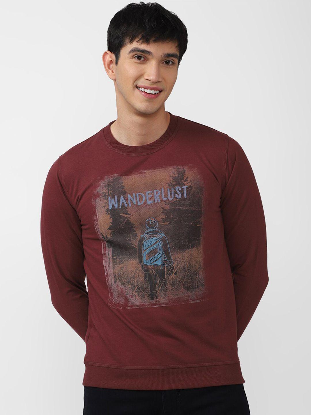 peter england casuals men maroon printed sweatshirt