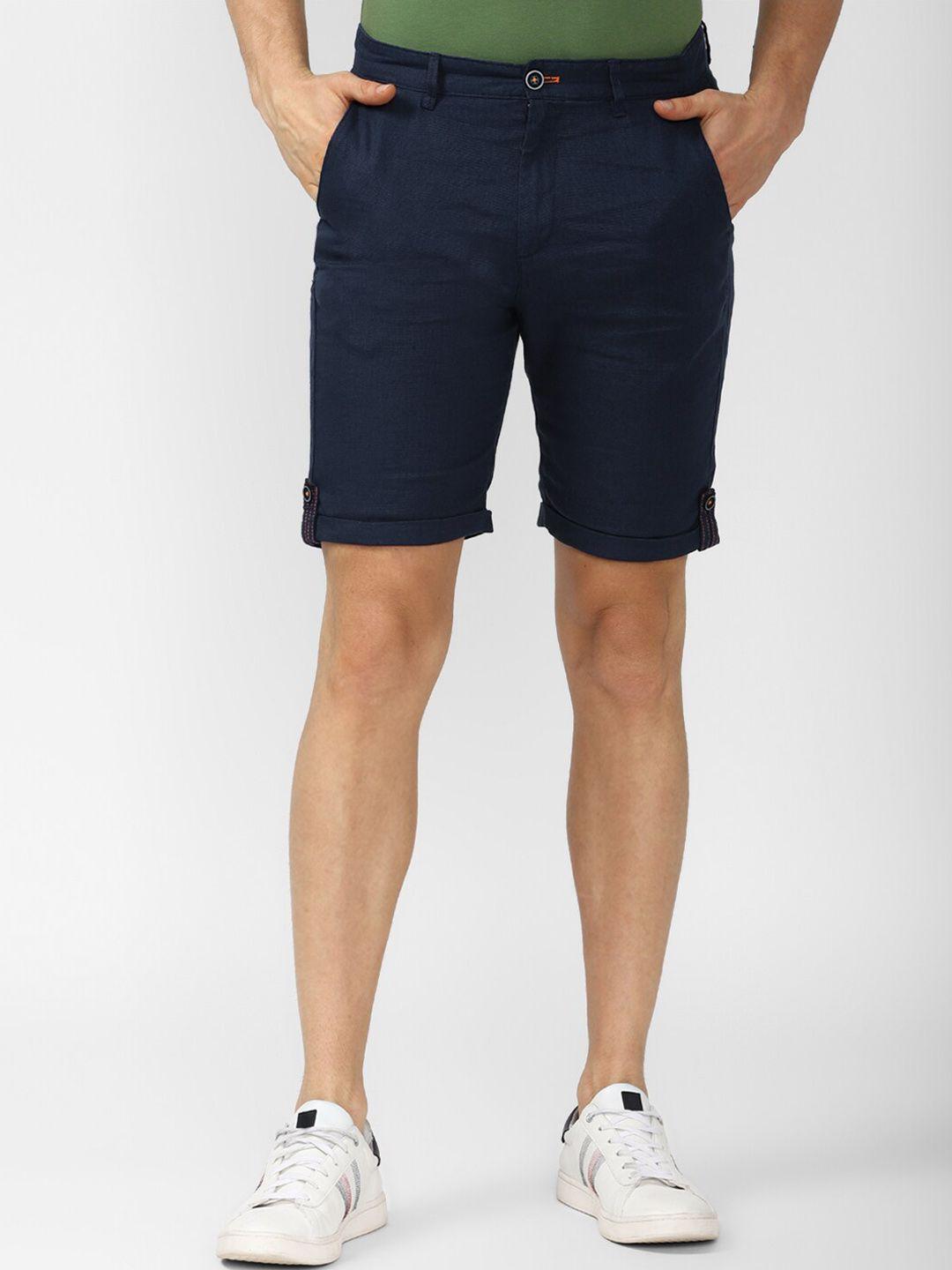 peter england casuals men navy blue shorts