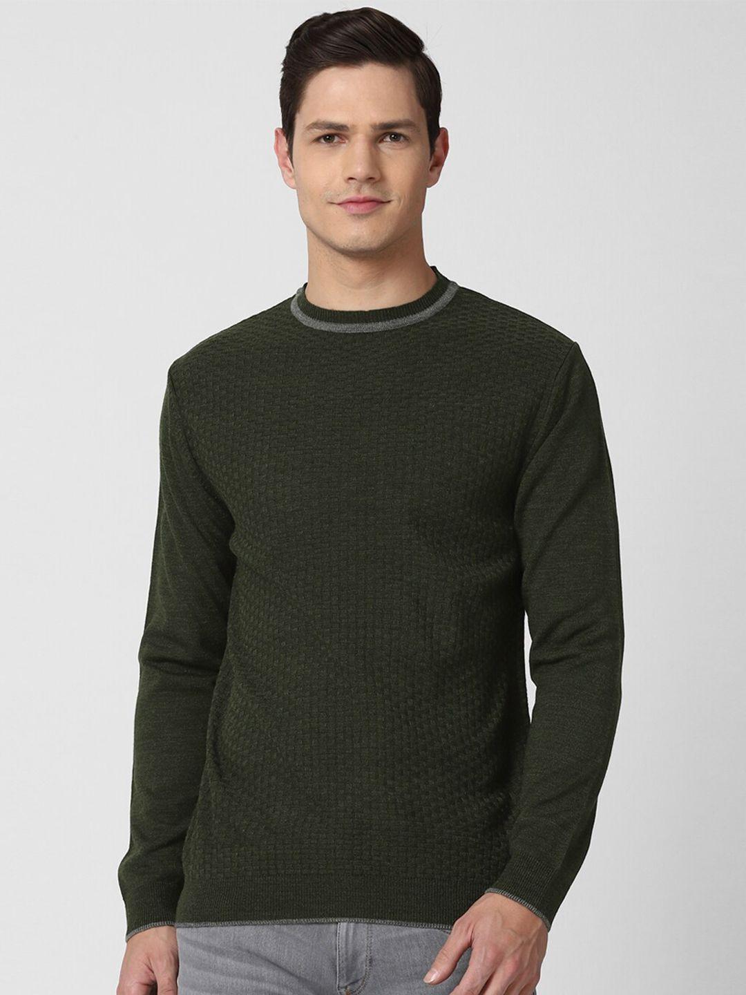peter england casuals men olive green pullover sweater