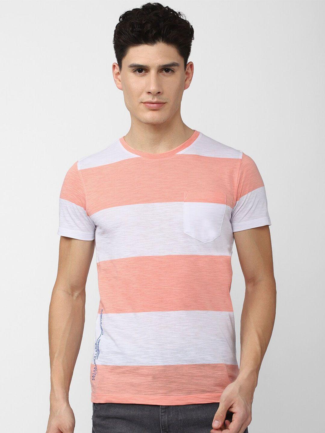 peter england casuals men striped slim fit t-shirt