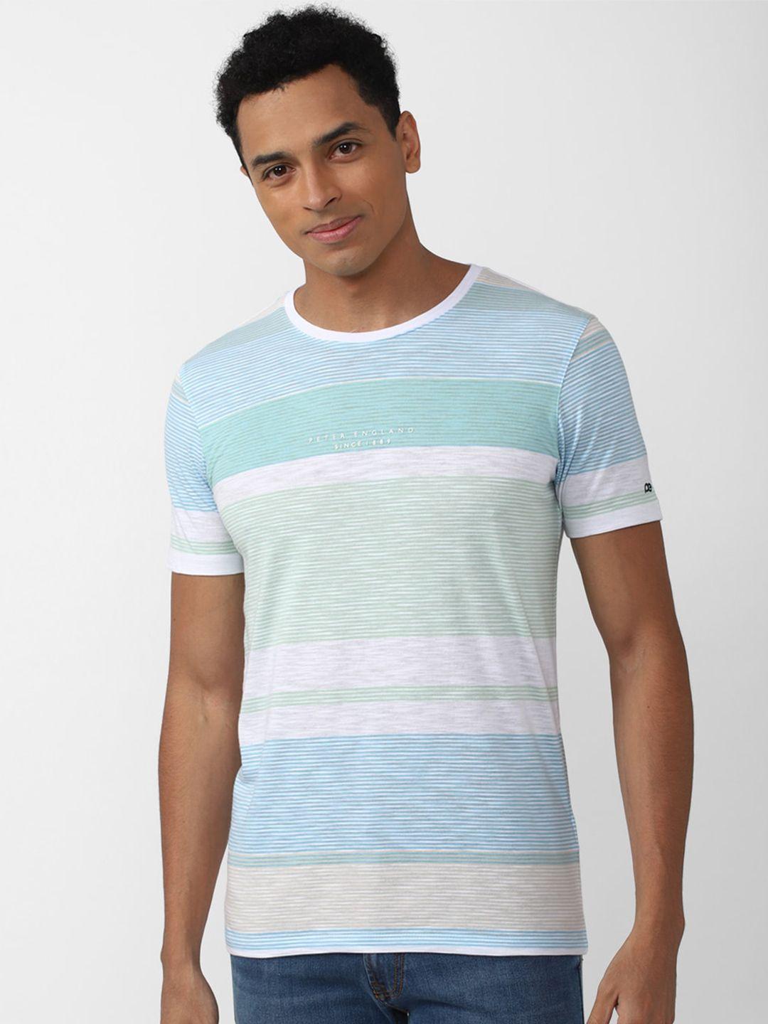 peter england casuals men striped slim fit t-shirt