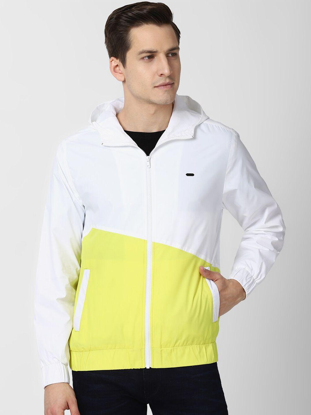 peter england casuals men white colourblocked sporty jacket