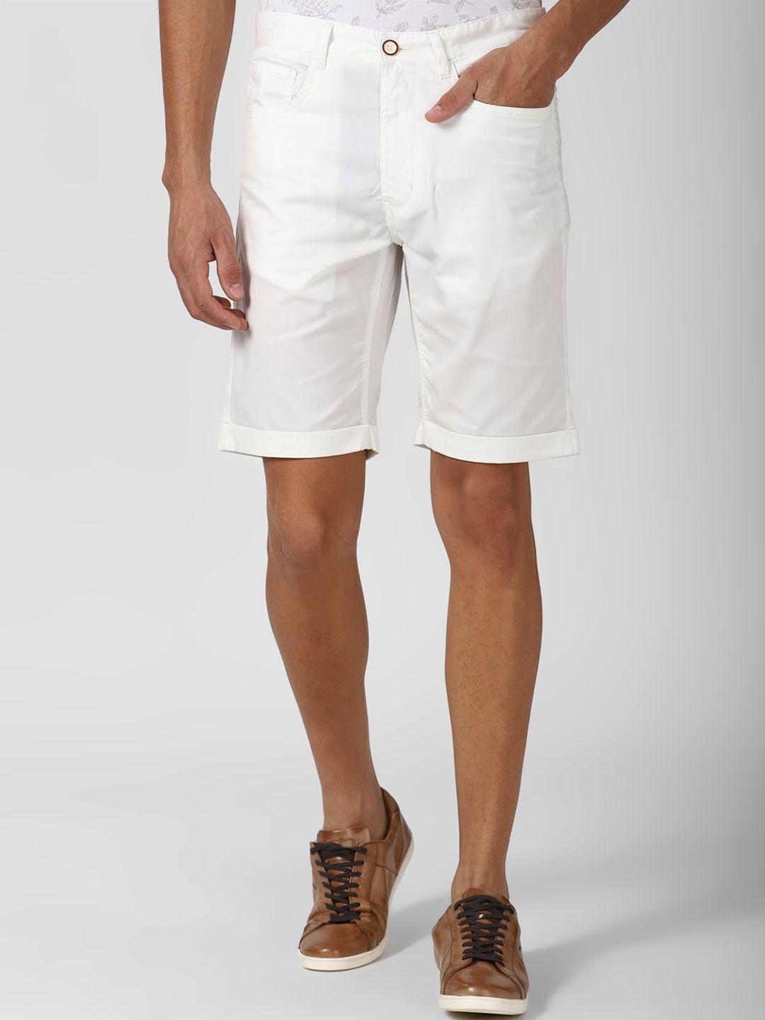 peter england casuals men white shorts