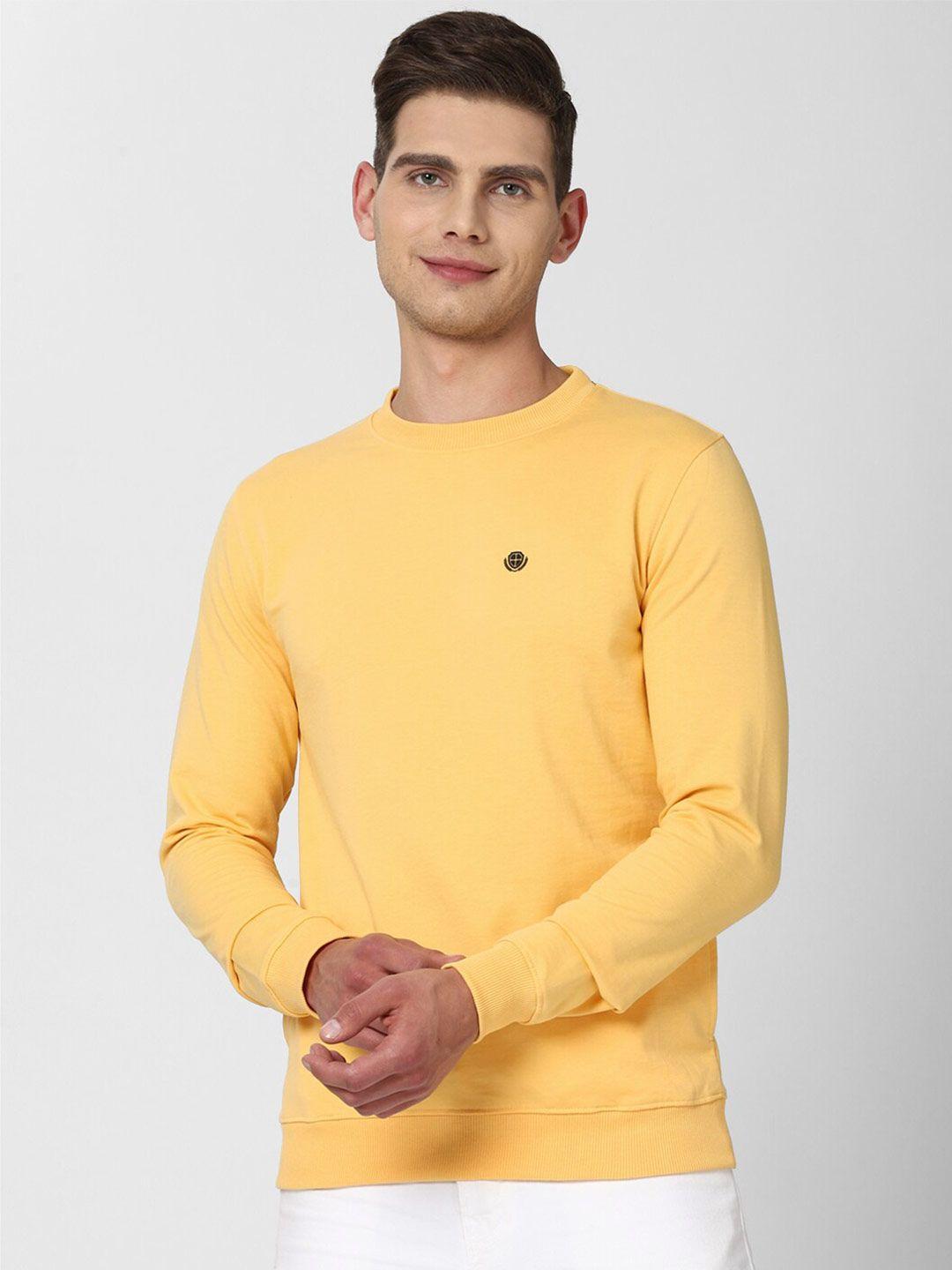peter england casuals men yellow sweatshirt