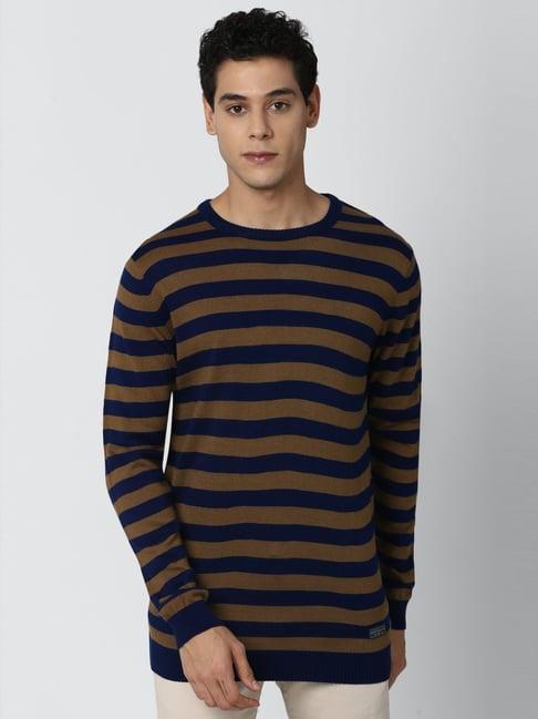 peter england casuals multi regular fit striped sweater