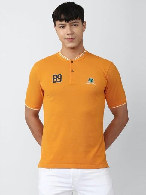 peter england casuals orange regular fit t-shirt