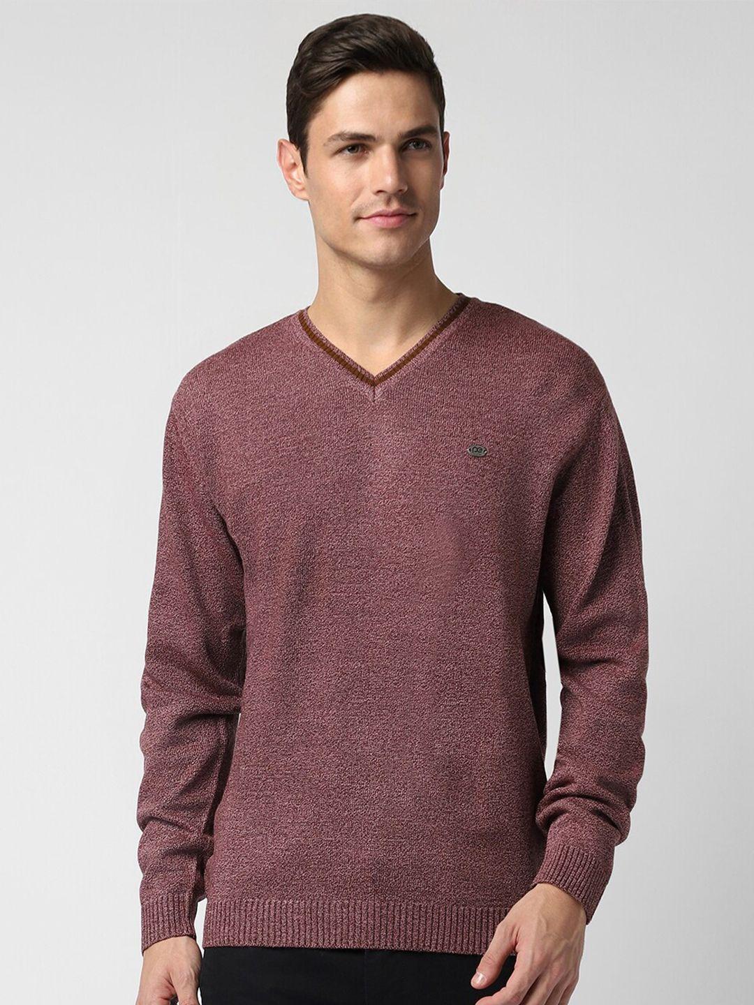 peter england casuals textured v-neck pullover