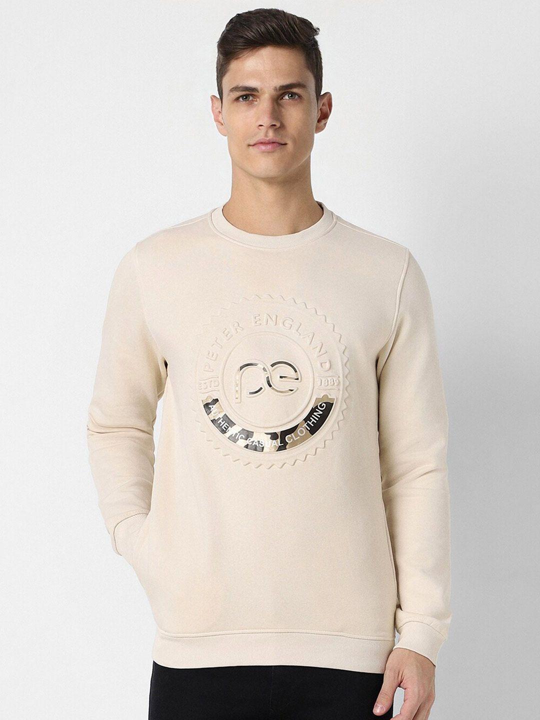 peter england casuals typography printed crew neck pullover sweatshirt