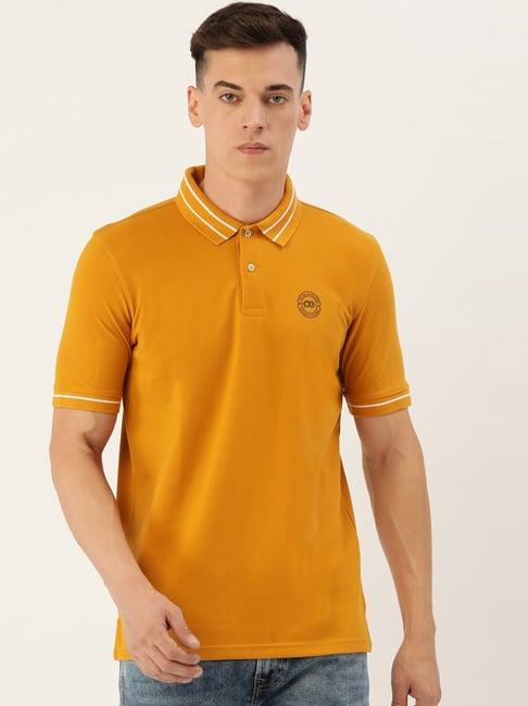 peter england casuals yellow  regular fit polo t-shirt