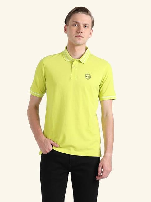 peter england casuals yellow regular fit polo t-shirt