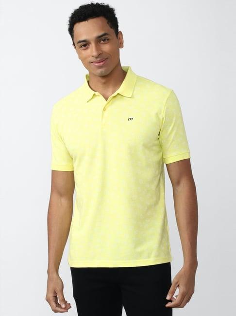 peter england casuals yellow regular fit printed polo t-shirt