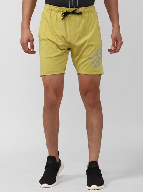 peter england casuals yellow regular fit printed shorts