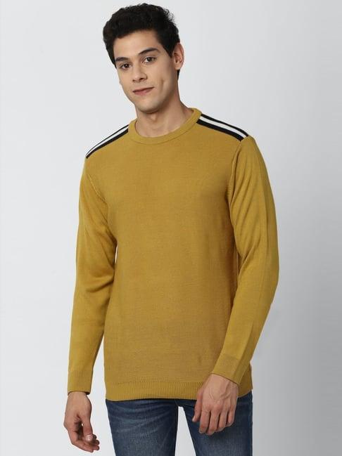 peter england casuals yellow regular fit striped sweater