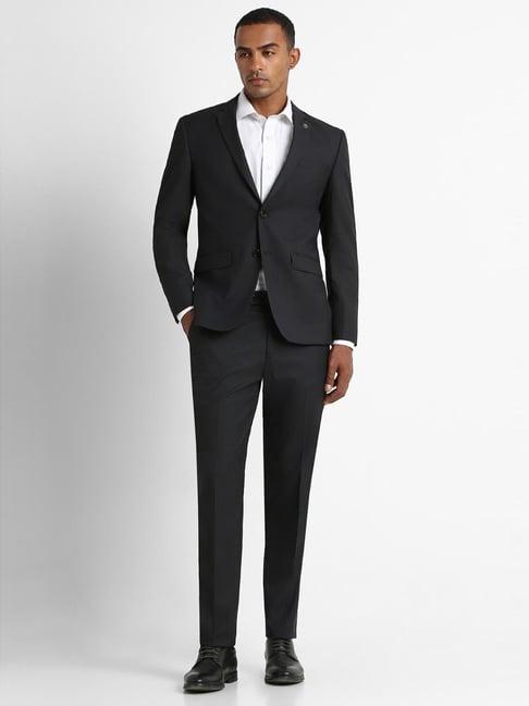 peter england elite black slim fit two piece suit