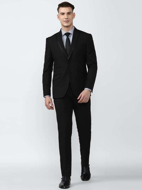 peter england elite black slim fit two piece suit