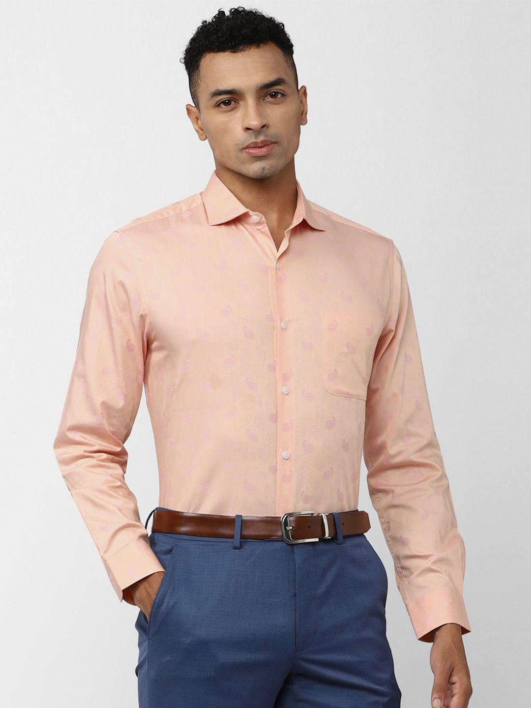 peter england elite ethnic motifs printed slim fit formal shirt