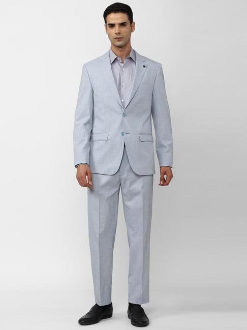 peter england elite grey regular fit texture two piece suit