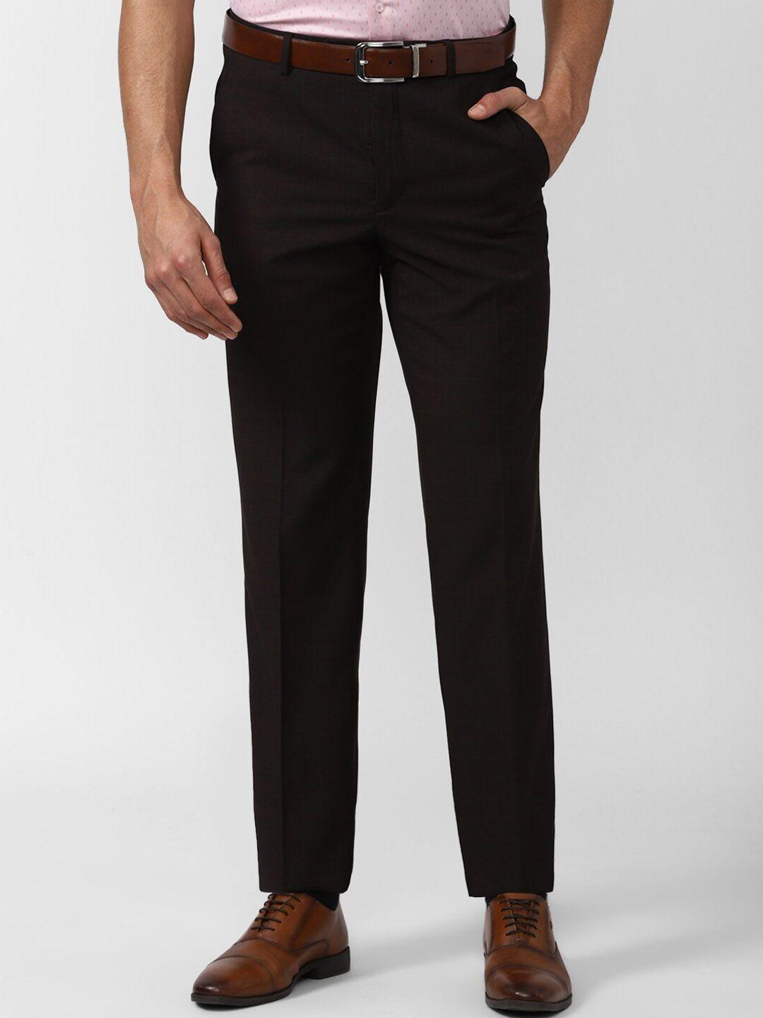 peter england elite men black slim fit formal trousers