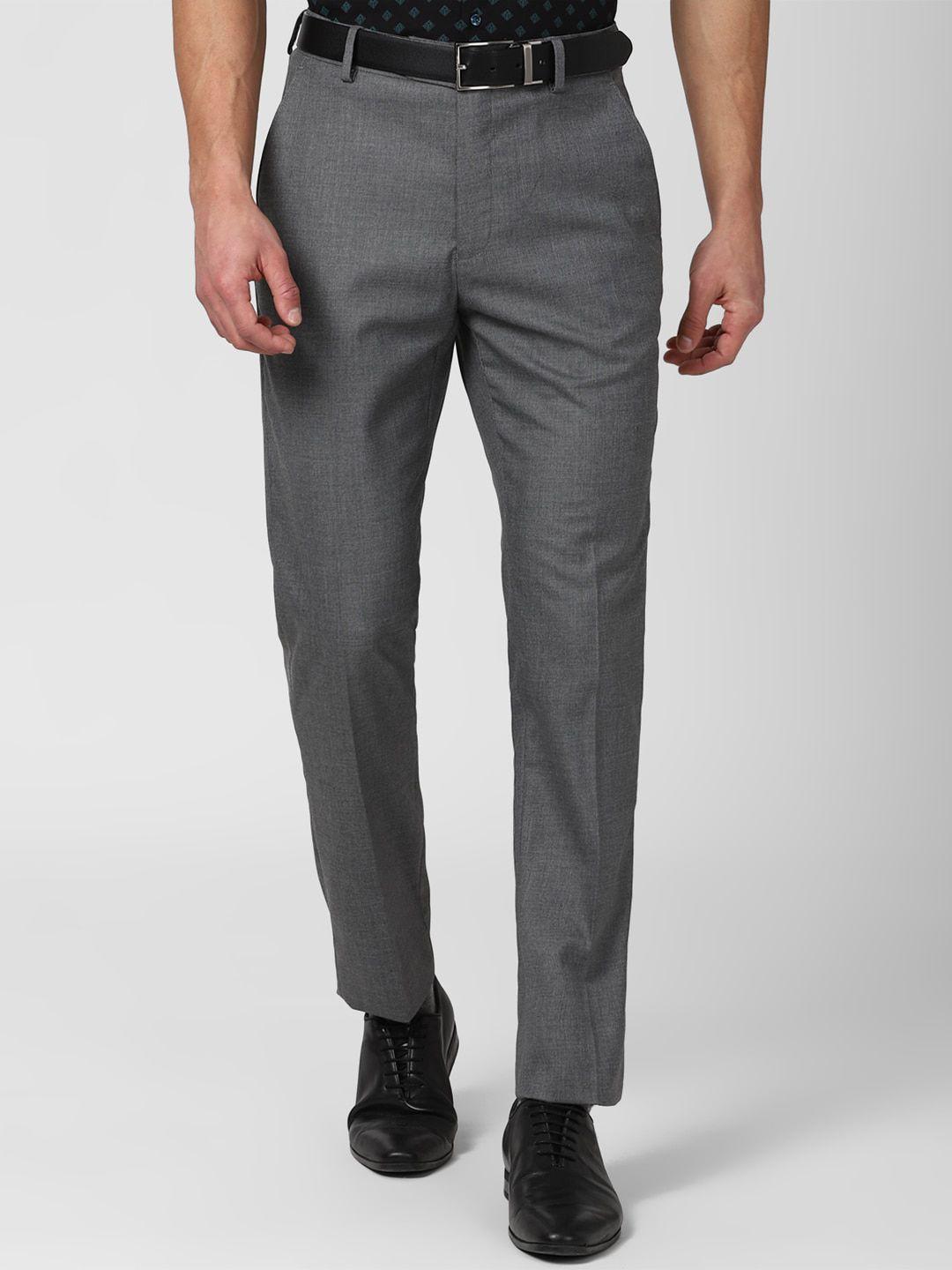 peter england elite men grey slim fit trousers