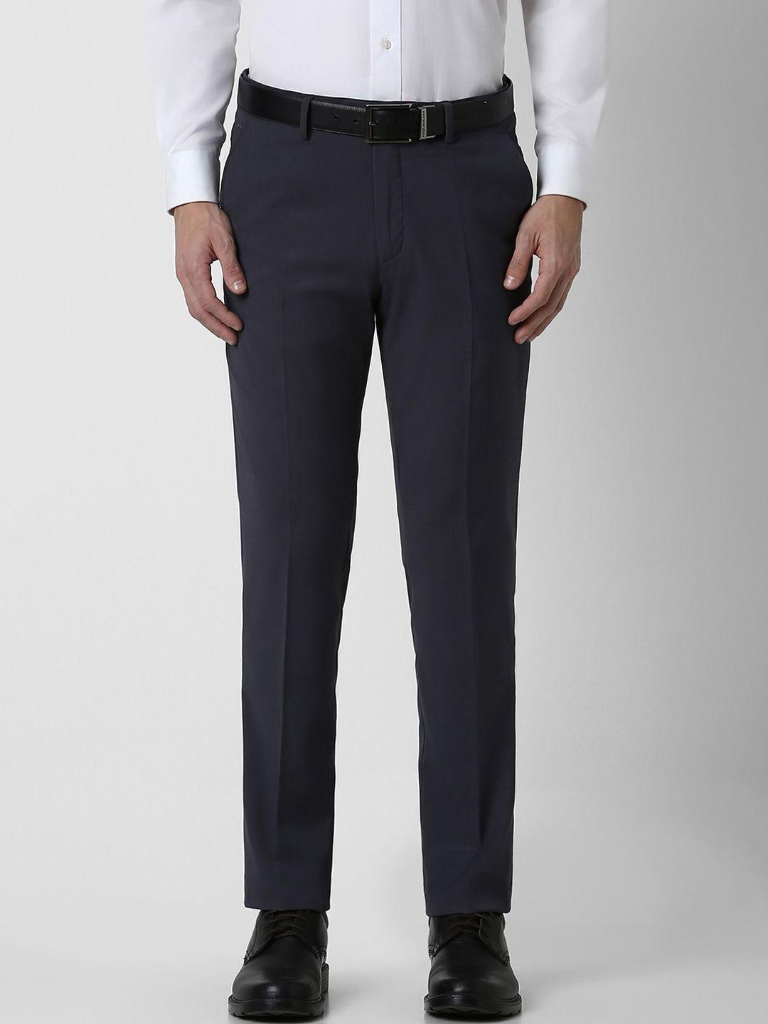 peter england elite men slim fit mid-rise formal trouser