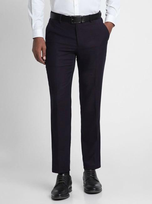 peter england elite purple slim fit trousers